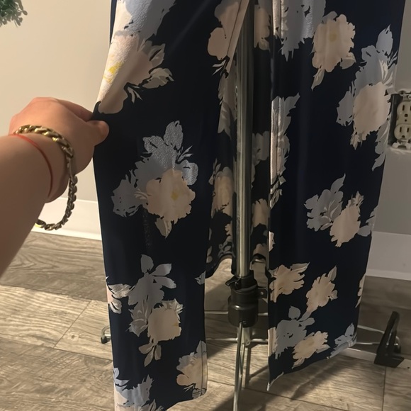 Floral Halter Maxi Dress - Navy and White - Picture 3 of 3